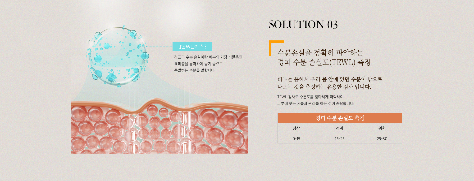 SOLUTION 03 수분손실을 정확히 파악하는 경피 수분 손실도(TEWL) 측정