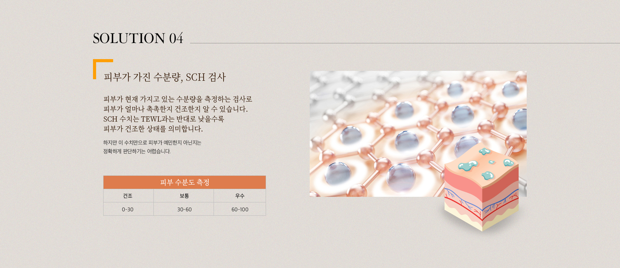 SOLUTION 04 피부가 가진 수분량, SCH 검사